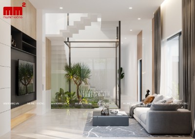 Nhà phố hiện đại mặt tiền 10m thiết kế hiện đại với sân trong, giếng trời