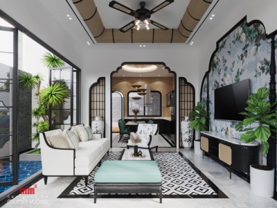 Ái Vân House - Thiết kế nhà phố phong cách Indochine ấn tượng