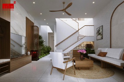 Giang House - Thiết kế nhà phố 2 tầng có sân vườn tiểu cảnh